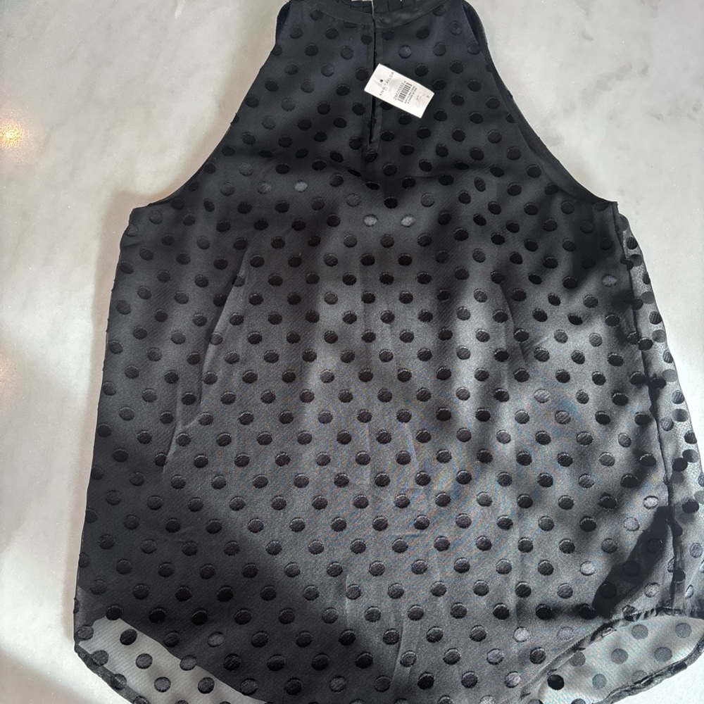 Ann Taylor Sheer Swiss Dot Ruffled Halter-Neck Top - Picture 8 of 16